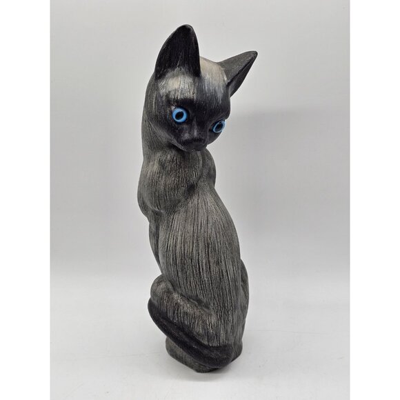 Vintage Blue Eyed Siamese Cat Statue MCM Handpainted Boo Boo Kitty Feline Retro - Picture 11 of 11